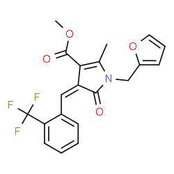 ChemSpider 2D Image | Methyl (4Z)-1-(2-furylmethyl)-2-methyl-5-oxo-4-[2-(trifluoromethyl)benzylidene]-4,5-dihydro-1H-pyrrole-3-carboxylate | C20H16F3NO4