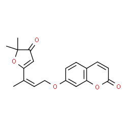 ChemSpider 2D Image | 7-{[(2Z)-3-(5,5-Dimethyl-4-oxo-4,5-dihydro-2-furanyl)-2-buten-1-yl]oxy}-2H-chromen-2-one | C19H18O5