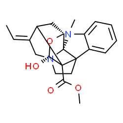 ChemSpider 2D Image | Methyl (1R,2S,15E,18R)-15-ethylidene-18-hydroxy-3-methyl-19-oxa-3,13-diazahexacyclo[14.3.1.0~2,10~.0~2,13~.0~4,9~.0~10,17~]icosa-4,6,8-triene-17-carboxylate | C22H26N2O4