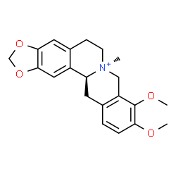 ChemSpider 2D Image | (7S,13aS)-9,10-Dimethoxy-7-methyl-5,8,13,13a-tetrahydro-6H-[1,3]dioxolo[4,5-g]isoquinolino[3,2-a]isoquinolin-7-ium | C21H24NO4