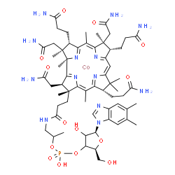 ChemSpider 2D Image | cobalt;[(2S,5S)-5-(5,6-dimethylbenzimidazol-1-yl)-4-hydroxy-2-(hydroxymethyl)tetrahydrofuran-3-yl] [1-methyl-2-[3-[(2R,3R,4Z,7S,9Z,12S,13S,14Z,17S,18S,19R)-2,13,18-tris(2-amino-2-oxo-ethyl)-7,12,17-tris(3-amino-3-oxo-propyl)-3,5,8,8,13,15,18,19-octamethyl-2,7,12,17-tetrahydrocorrin-3-yl]propanoylamino]ethyl] hydrogen phosphate | C62H88CoN13O14P