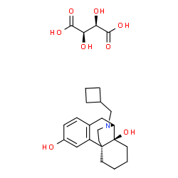 ChemSpider 2D Image | (2R,3R)-2,3-Dihydroxysuccinic acid - 17-(cyclobutylmethyl)morphinan-3,14-diol (1:1) | C25H35NO8