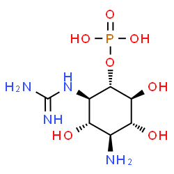 ChemSpider 2D Image | 1D-3-amino-1-guanidino-1,3-dideoxy-scyllo-inositol 6-phosphate | C7H17N4O7P