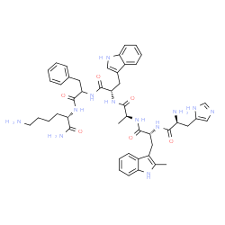 ChemSpider 2D Image | L-Histidyl-2-methyl-D-tryptophyl-L-alanyl-L-tryptophylphenylalanyl-L-lysinamide | C47H58N12O6