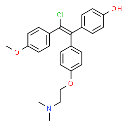 ChemSpider 2D Image | 4-[(E)-2-Chloro-1-{4-[2-(dimethylamino)ethoxy]phenyl}-2-(4-methoxyphenyl)vinyl]phenol | C25H26ClNO3