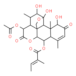 ChemSpider 2D Image | 15-Acetoxy-1,11,12-trihydroxy-2,16-dioxo-11,20-epoxypicras-3-en-6-yl (2E)-2-methyl-2-butenoate | C27H34O11