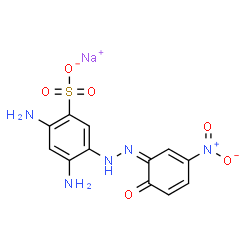 ChemSpider 2D Image | Sodium 2,4-diamino-5-[(2Z)-2-(3-nitro-6-oxo-2,4-cyclohexadien-1-ylidene)hydrazino]benzenesulfonate | C12H10N5NaO6S