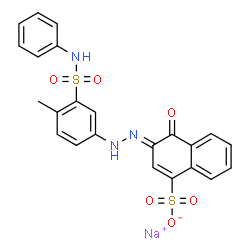 ChemSpider 2D Image | Sodium (3E)-3-{[4-methyl-3-(phenylsulfamoyl)phenyl]hydrazono}-4-oxo-3,4-dihydro-1-naphthalenesulfonate | C23H18N3NaO6S2