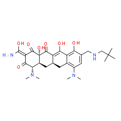 ChemSpider 2D Image | (2Z,4S,4aS,5aR,12aS)-2-[Amino(hydroxy)methylene]-4,7-bis(dimethylamino)-9-{[(2,2-dimethylpropyl)amino]methyl}-10,11,12a-trihydroxy-4a,5a,6,12a-tetrahydro-1,3,12(2H,4H,5H)-tetracenetrione | C29H40N4O7