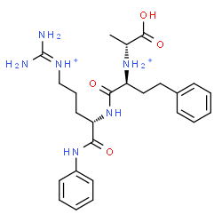 ChemSpider 2D Image | N~2~-[(2S)-2-{[(1R)-1-Carboxyethyl]ammonio}-4-phenylbutanoyl]-5-[(diaminomethylene)ammonio]-N-phenyl-L-norvalinamide | C25H36N6O4