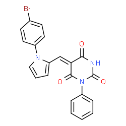 ChemSpider 2D Image | (5Z)-5-{[1-(4-Bromophenyl)-1H-pyrrol-2-yl]methylene}-1-phenyl-2,4,6(1H,3H,5H)-pyrimidinetrione | C21H14BrN3O3
