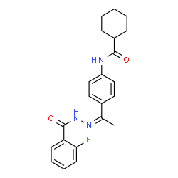 ChemSpider 2D Image | N-{4-[(1Z)-N-(2-Fluorobenzoyl)ethanehydrazonoyl]phenyl}cyclohexanecarboxamide | C22H24FN3O2
