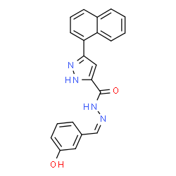ChemSpider 2D Image | N'-[(Z)-(3-Hydroxyphenyl)methylene]-3-(1-naphthyl)-1H-pyrazole-5-carbohydrazide | C21H16N4O2