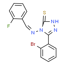 ChemSpider 2D Image | 5-(2-Bromophenyl)-4-[(Z)-(2-fluorobenzylidene)amino]-2,4-dihydro-3H-1,2,4-triazole-3-thione | C15H10BrFN4S
