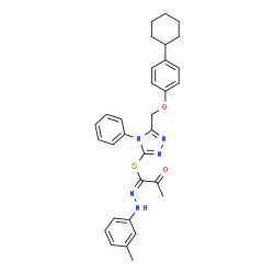 ChemSpider 2D Image | 5-[(4-Cyclohexylphenoxy)methyl]-4-phenyl-4H-1,2,4-triazol-3-yl (1E)-N-(3-methylphenyl)-2-oxopropanehydrazonothioate | C31H33N5O2S