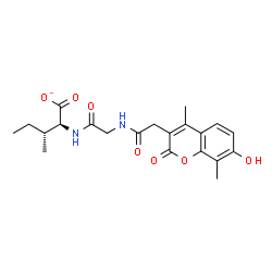ChemSpider 2D Image | (2S,3R)-2-({N-[(7-Hydroxy-4,8-dimethyl-2-oxo-2H-chromen-3-yl)acetyl]glycyl}amino)-3-methylpentanoate | C21H25N2O7