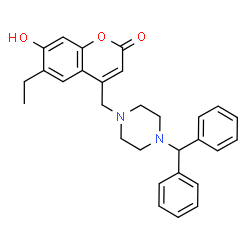 ChemSpider 2D Image | 4-{[4-(Diphenylmethyl)-1-piperazinyl]methyl}-6-ethyl-7-hydroxy-2H-chromen-2-one | C29H30N2O3
