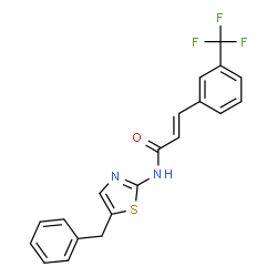 ChemSpider 2D Image | (2E)-N-(5-Benzyl-1,3-thiazol-2-yl)-3-[3-(trifluoromethyl)phenyl]acrylamide | C20H15F3N2OS