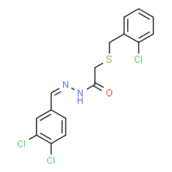 ChemSpider 2D Image | 2-[(2-Chlorobenzyl)sulfanyl]-N'-[(Z)-(3,4-dichlorophenyl)methylene]acetohydrazide | C16H13Cl3N2OS