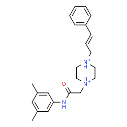 ChemSpider 2D Image | 1-{2-[(3,5-Dimethylphenyl)amino]-2-oxoethyl}-4-[(2E)-3-phenyl-2-propen-1-yl]piperazinediium | C23H31N3O