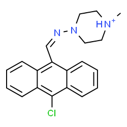 ChemSpider 2D Image | 4-{(Z)-[(10-Chloro-9-anthryl)methylene]amino}-1-methylpiperazin-1-ium | C20H21ClN3