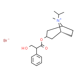 ChemSpider 2D Image | (1R)-3-[(3-Hydroxy-2-phenylpropanoyl)oxy]-8-isopropyl-8-methyl-8-azoniabicyclo[3.2.1]octane bromide | C20H30BrNO3