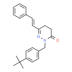 ChemSpider 2D Image | 2-[4-(2-Methyl-2-propanyl)benzyl]-6-[(E)-2-phenylvinyl]-4,5-dihydro-3(2H)-pyridazinone | C23H26N2O