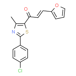 ChemSpider 2D Image | (2E)-1-[2-(4-Chlorophenyl)-4-methyl-1,3-thiazol-5-yl]-3-(2-furyl)-2-propen-1-one | C17H12ClNO2S