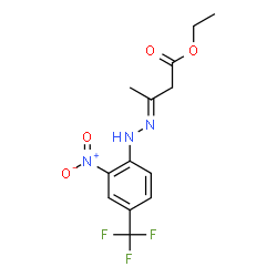 ChemSpider 2D Image | Ethyl (3E)-3-{[2-nitro-4-(trifluoromethyl)phenyl]hydrazono}butanoate | C13H14F3N3O4
