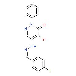 ChemSpider 2D Image | 4-Bromo-5-[(2Z)-2-(4-fluorobenzylidene)hydrazino]-2-phenyl-3(2H)-pyridazinone | C17H12BrFN4O