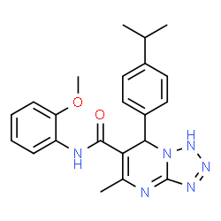 ChemSpider 2D Image | 7-(4-Isopropylphenyl)-N-(2-methoxyphenyl)-5-methyl-1,7-dihydrotetrazolo[1,5-a]pyrimidine-6-carboxamide | C22H24N6O2