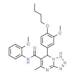 ChemSpider 2D Image | 7-(4-Butoxy-3-methoxyphenyl)-N-(2-methoxyphenyl)-5-methyl-1,7-dihydrotetrazolo[1,5-a]pyrimidine-6-carboxamide | C24H28N6O4