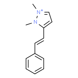 ChemSpider 2D Image | 1,2-Dimethyl-5-[(E)-2-phenylvinyl]-1H-pyrazol-2-ium | C13H15N2