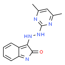 ChemSpider 2D Image | 3-[2-(4,6-Dimethyl-2-pyrimidinyl)hydrazino]-2H-indol-2-one | C14H13N5O