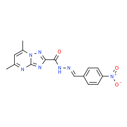 ChemSpider 2D Image | 5,7-Dimethyl-N'-[(E)-(4-nitrophenyl)methylene][1,2,4]triazolo[1,5-a]pyrimidine-2-carbohydrazide | C15H13N7O3