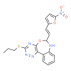 ChemSpider 2D Image | 6-[(E)-2-(5-nitro-2-furyl)vinyl]-3-(propylthio)-6,7-dihydro[1,2,4]triazino[5,6-d][3,1]benzoxazepine | C19H17N5O4S