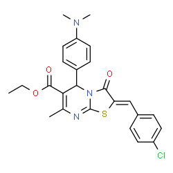 ChemSpider 2D Image | Ethyl (2Z)-2-(4-chlorobenzylidene)-5-[4-(dimethylamino)phenyl]-7-methyl-3-oxo-2,3-dihydro-5H-[1,3]thiazolo[3,2-a]pyrimidine-6-carboxylate | C25H24ClN3O3S