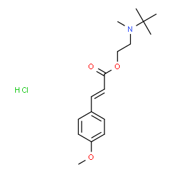 ChemSpider 2D Image | 2-[Methyl(2-methyl-2-propanyl)amino]ethyl (2E)-3-(4-methoxyphenyl)acrylate hydrochloride (1:1) | C17H26ClNO3