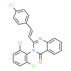 ChemSpider 2D Image | 2-[(E)-2-(4-Chlorophenyl)vinyl]-3-(2,6-dichlorophenyl)-4(3H)-quinazolinone | C22H13Cl3N2O