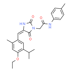 ChemSpider 2D Image | 2-[(4E)-4-(4-Ethoxy-5-isopropyl-2-methylbenzylidene)-2,5-dioxo-1-imidazolidinyl]-N-(4-methylphenyl)acetamide | C25H29N3O4