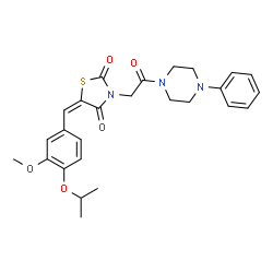 ChemSpider 2D Image | (E)-5-(4-isopropoxy-3-methoxybenzylidene)-3-(2-oxo-2-(4-phenylpiperazin-1-yl)ethyl)thiazolidine-2,4-dione | C26H29N3O5S