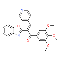 ChemSpider 2D Image | (2E)-2-(1,3-Benzoxazol-2-yl)-3-(4-pyridinyl)-1-(3,4,5-trimethoxyphenyl)-2-propen-1-one | C24H20N2O5