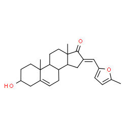 ChemSpider 2D Image | (16E)-3-Hydroxy-16-[(5-methyl-2-furyl)methylene]androst-5-en-17-one | C25H32O3