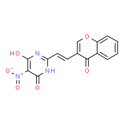 ChemSpider 2D Image | 3-[(E)-2-(4,6-Dihydroxy-5-nitropyrimidin-2-yl)vinyl]-4H-chromen-4-one | C15H9N3O6