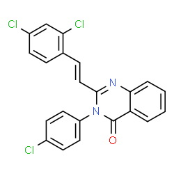 ChemSpider 2D Image | 3-(4-Chloro-phenyl)-2-[2-(2,4-dichloro-phenyl)-vinyl]-3H-quinazolin-4-one | C22H13Cl3N2O