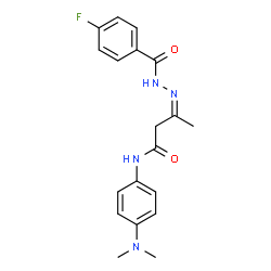 ChemSpider 2D Image | (3Z)-N-[4-(Dimethylamino)phenyl]-3-[(4-fluorobenzoyl)hydrazono]butanamide | C19H21FN4O2