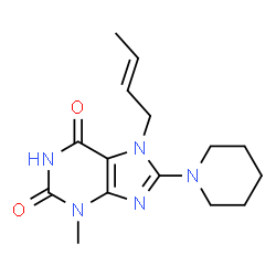ChemSpider 2D Image | 7-[(2E)-2-Buten-1-yl]-3-methyl-8-(1-piperidinyl)-3,7-dihydro-1H-purine-2,6-dione | C15H21N5O2