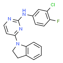 ChemSpider 2D Image | N-(3-Chloro-4-fluorophenyl)-4-(2,3-dihydro-1H-indol-1-yl)-2-pyrimidinamine | C18H14ClFN4