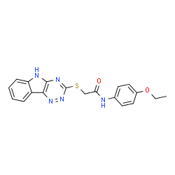 ChemSpider 2D Image | N-(4-Ethoxyphenyl)-2-(5H-[1,2,4]triazino[5,6-b]indol-3-ylsulfanyl)acetamide | C19H17N5O2S