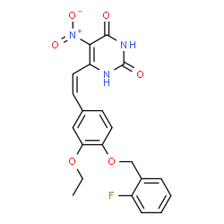 ChemSpider 2D Image | 6-[(Z)-2-{3-Ethoxy-4-[(2-fluorobenzyl)oxy]phenyl}vinyl]-5-nitro-2,4(1H,3H)-pyrimidinedione | C21H18FN3O6